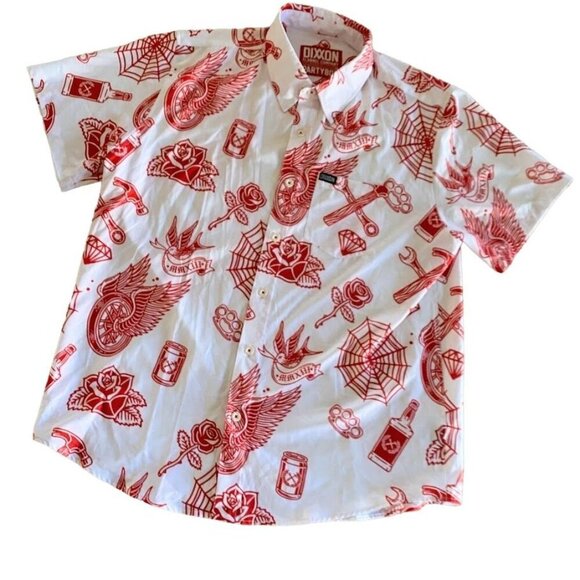 Dixxon Men's White Party Boy Shirt Short Sleeve Pocket Polyester/Spandex Rare XL